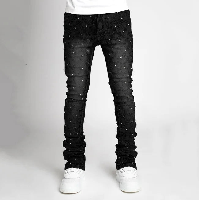 Men's denim straight leg jeans