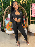 3 Piece Tracksuit Elastic Vest+Zip Jacket+Leggings