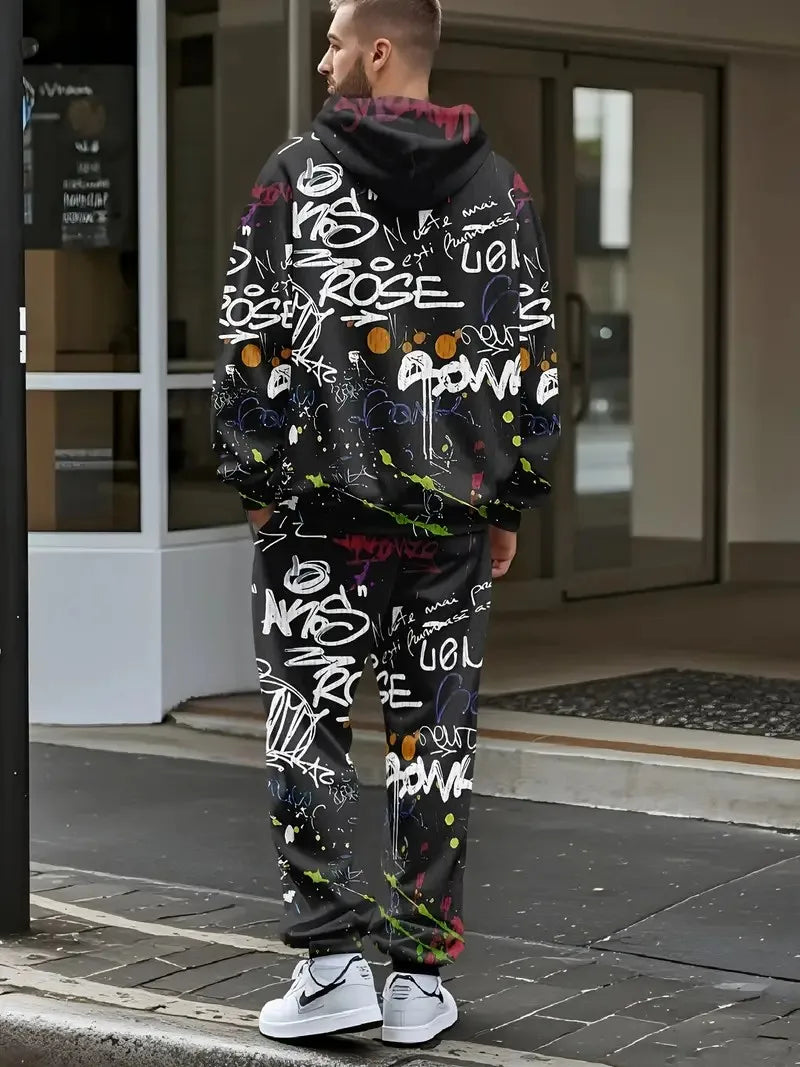 men's graffiti print outfit