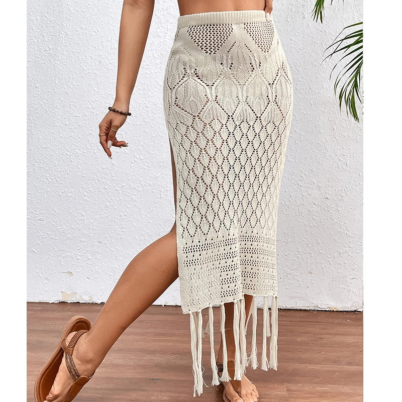 High Slit Tassel Beach Cover Up