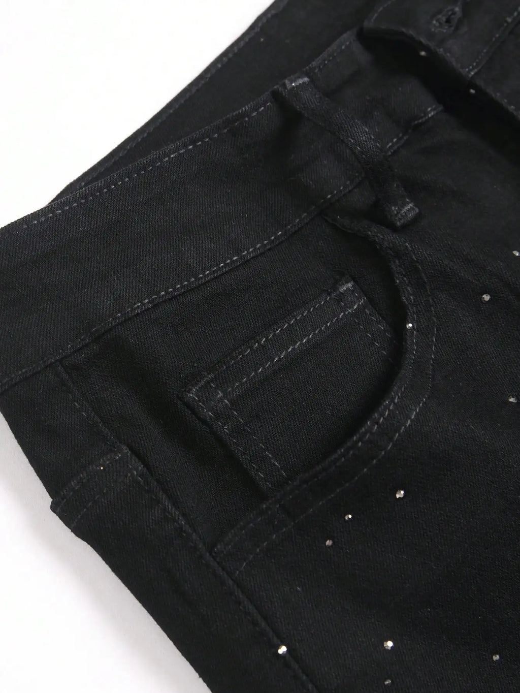 Rhinestone - Embellished Black Stretch Skinny Jeans