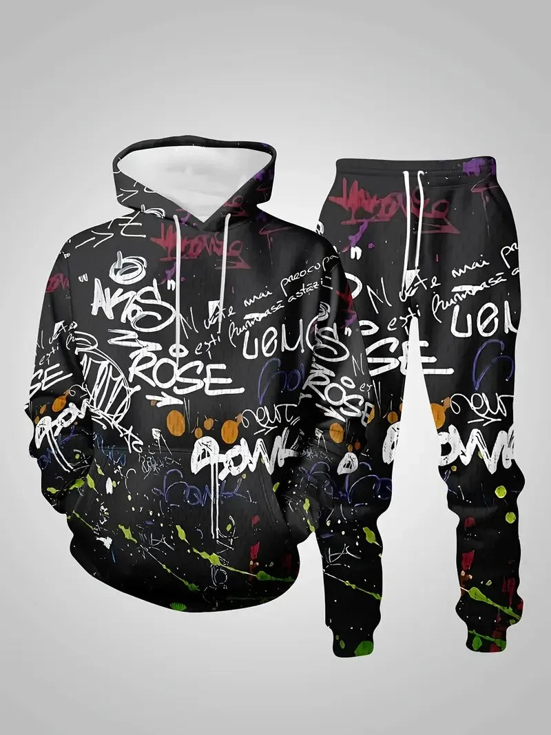 men's graffiti print outfit
