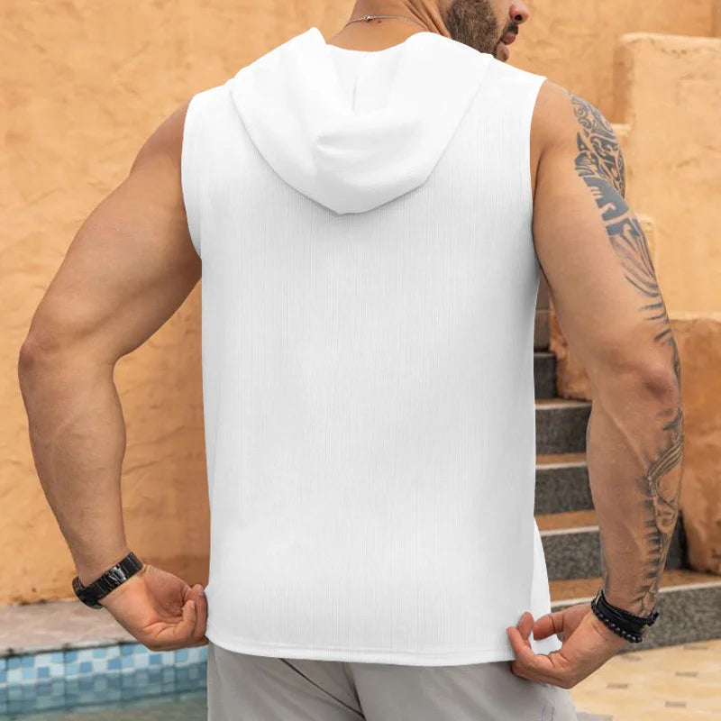 Hooded Sleeveless Lace-up Vest ﻿