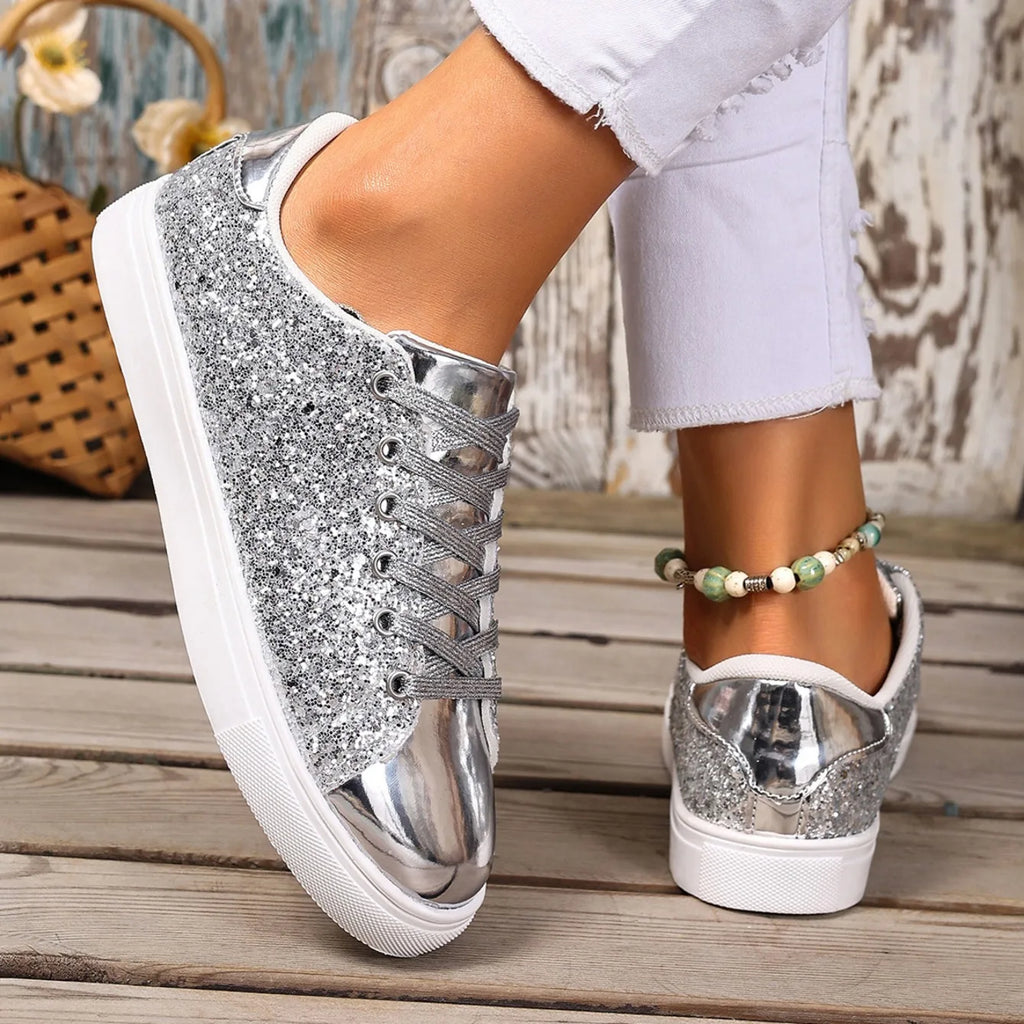 Women’s Glitter Lace-up Sneakers
