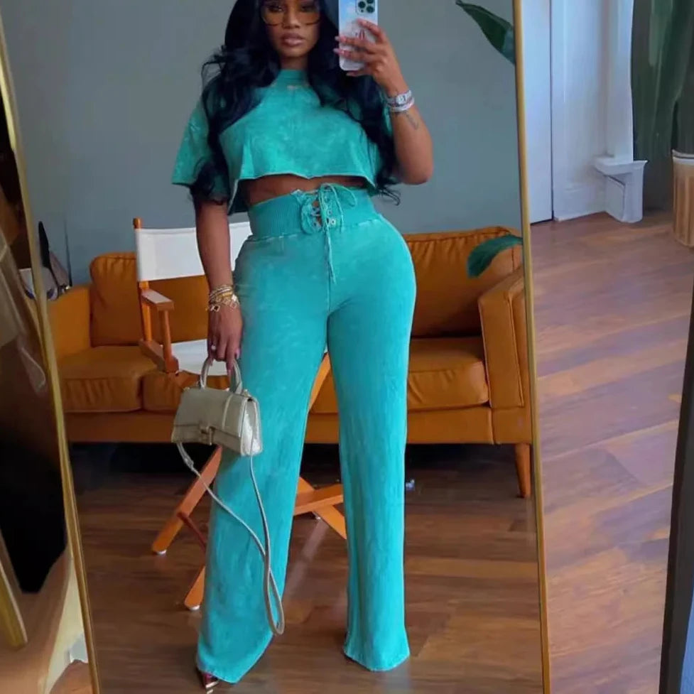 Crop Top + Pants Set