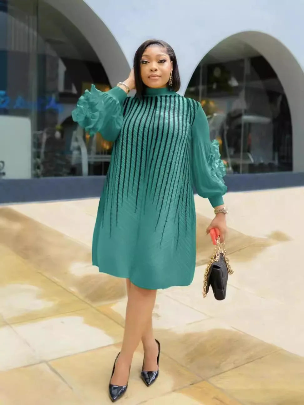 Plus Size Pleated Dress