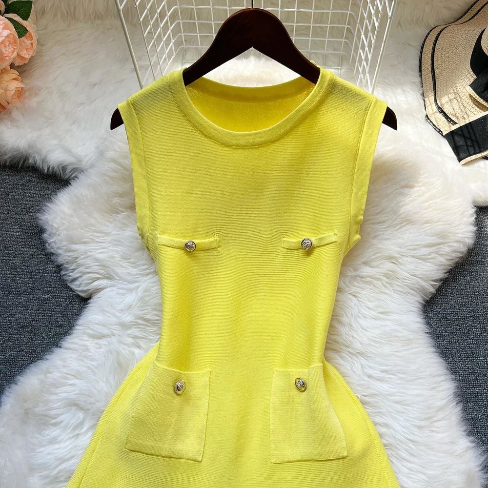 O-neck Slim Waist Party Dress