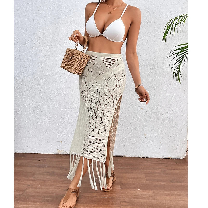 High Slit Tassel Beach Cover Up
