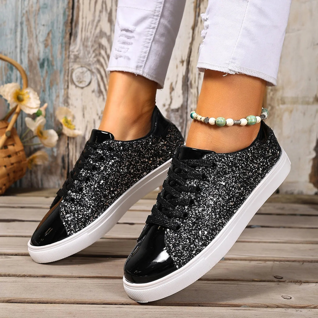 Women’s Glitter Lace-up Sneakers