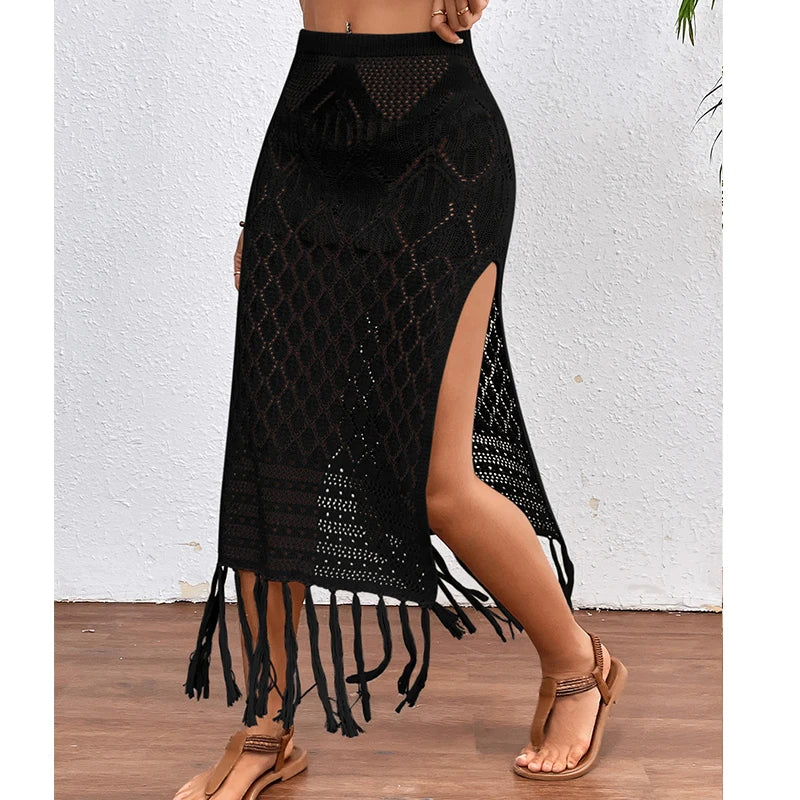 High Slit Tassel Beach Cover Up