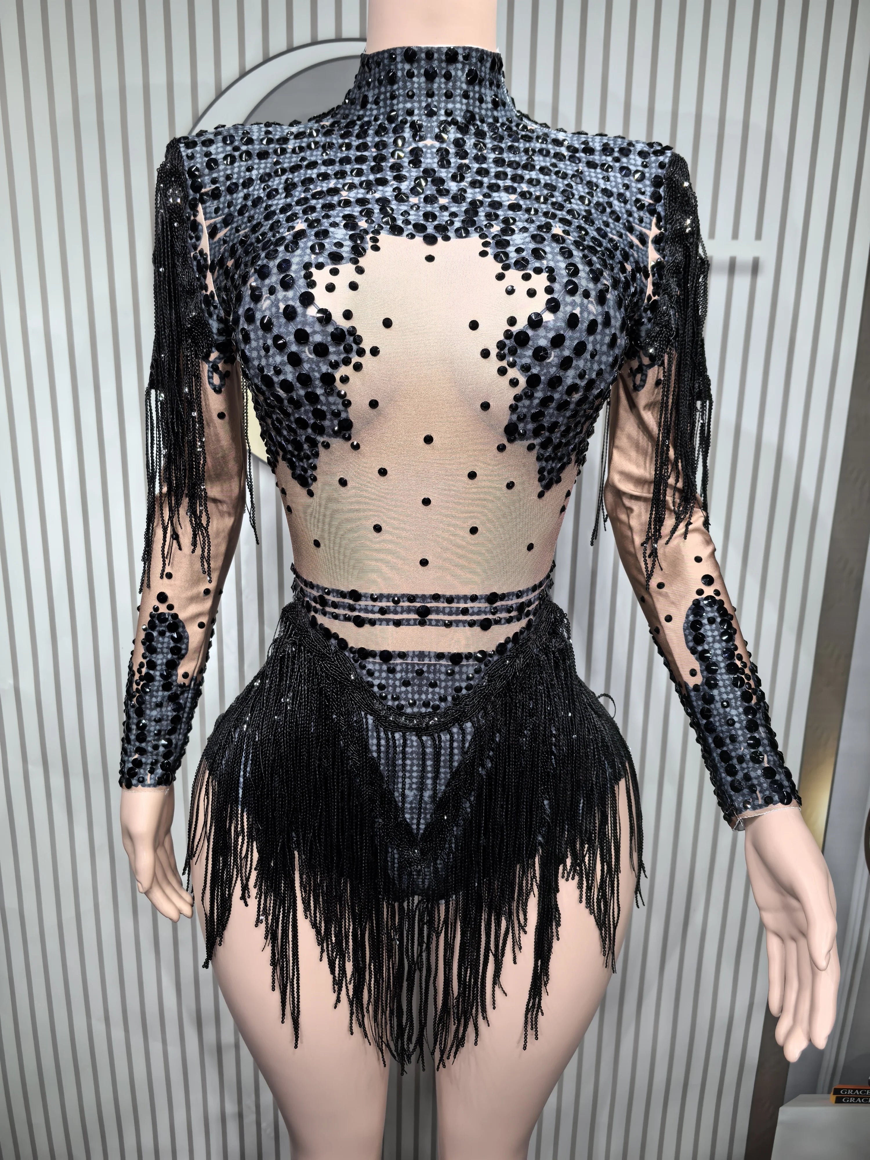 Rhinestone Tassel Party Skirt