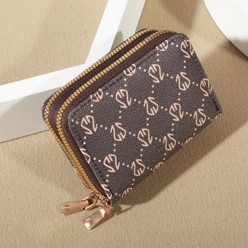 Zippered Card Leather Coin Purse