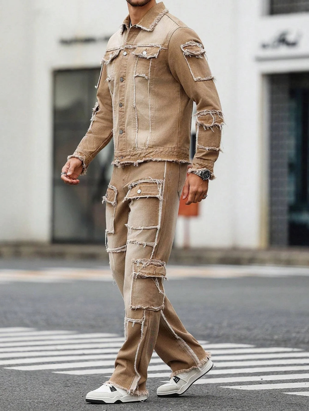 Khaki Jacket & Jeans Denim suit