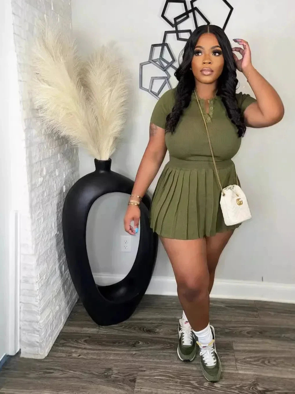 Mini Skirt and Short Sleeve T-shirt Top