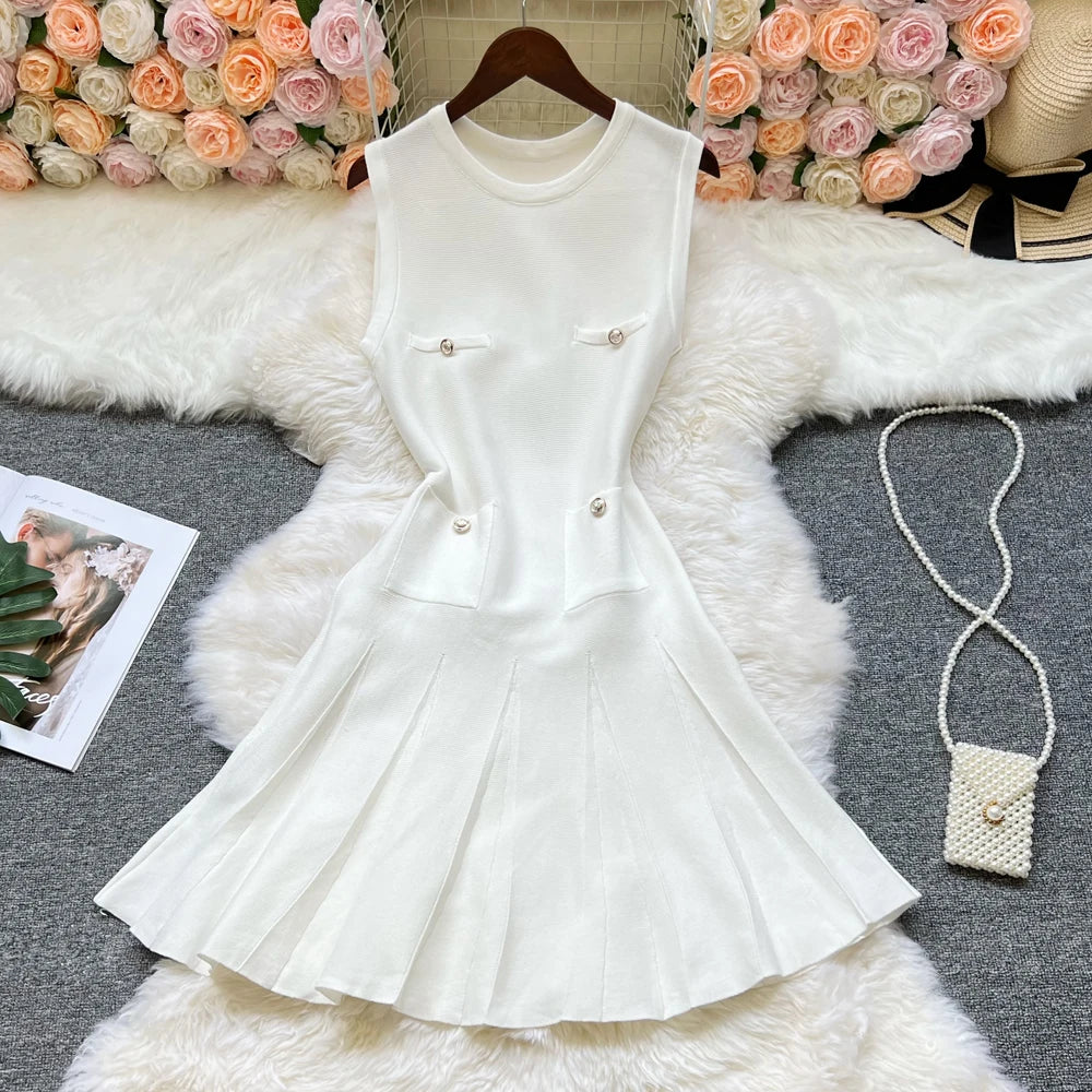 O-neck Slim Waist Party Dress