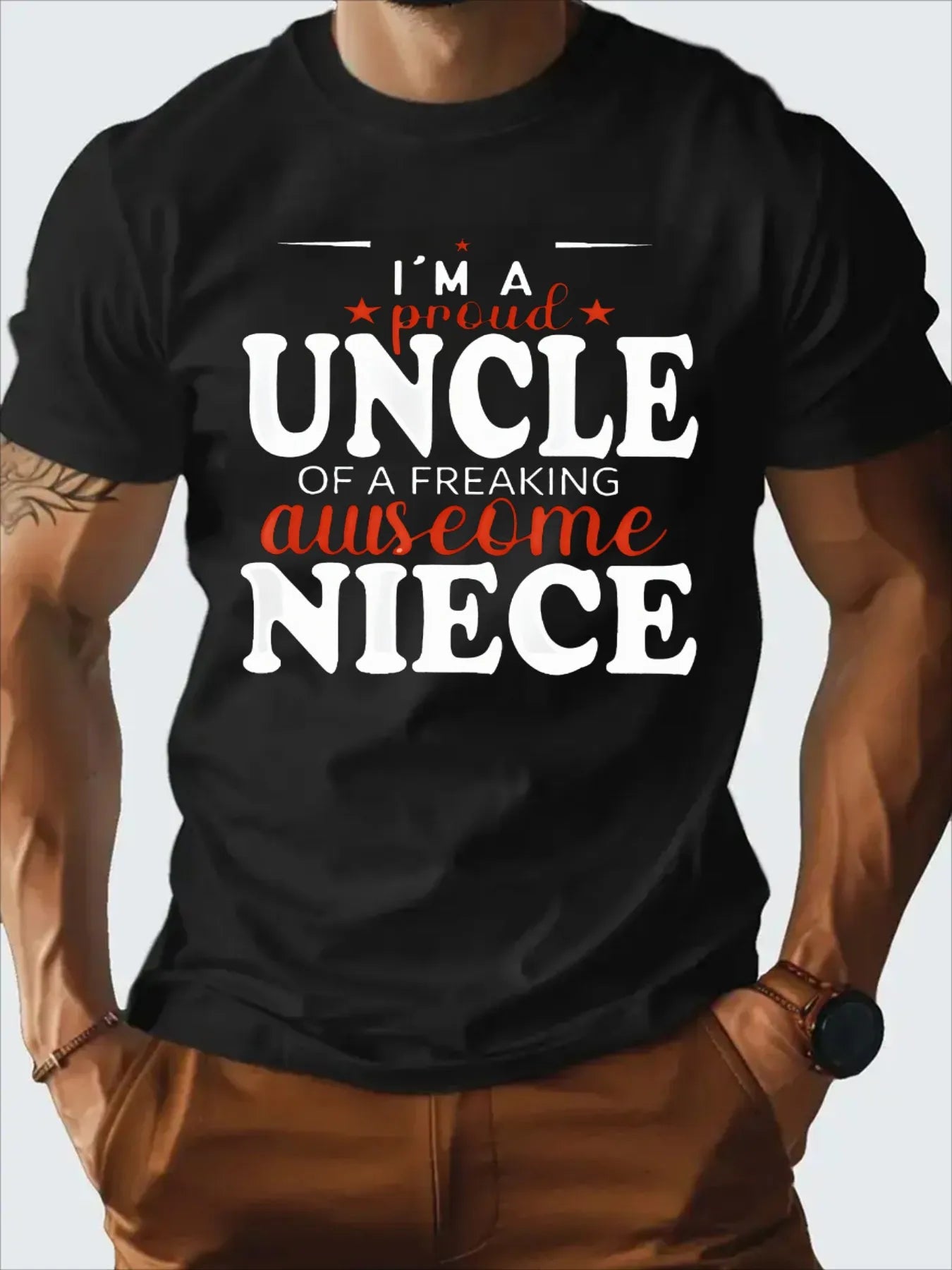 Uncle Niece Print Casual Slim Fit Shirt