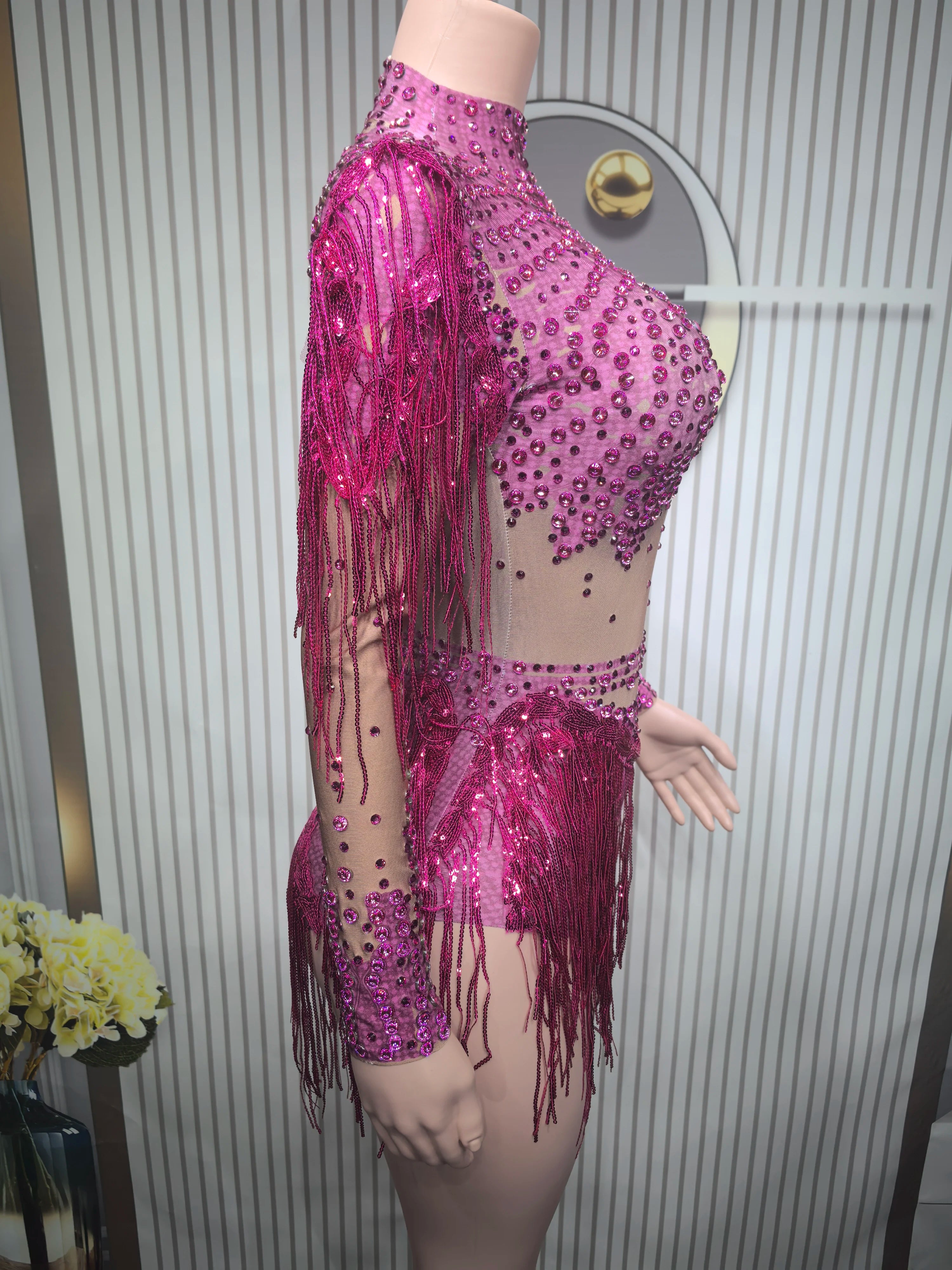 Rhinestone Tassel Party Skirt