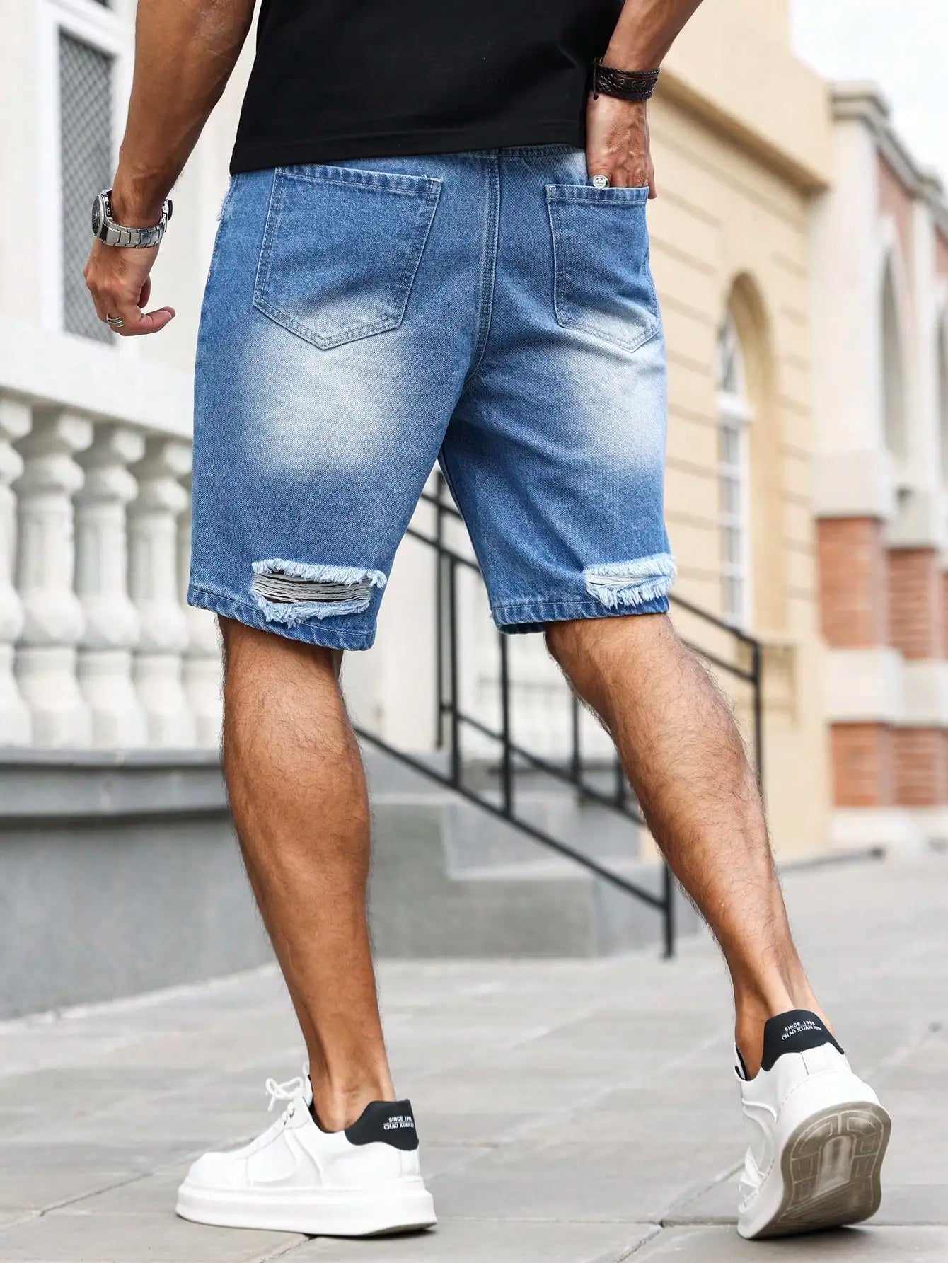 Ripped denim shorts