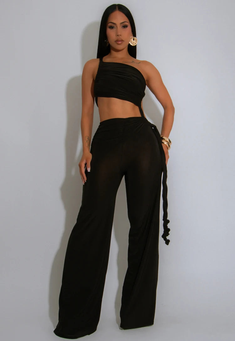 Halter Sleeveless Wide-leg outfit