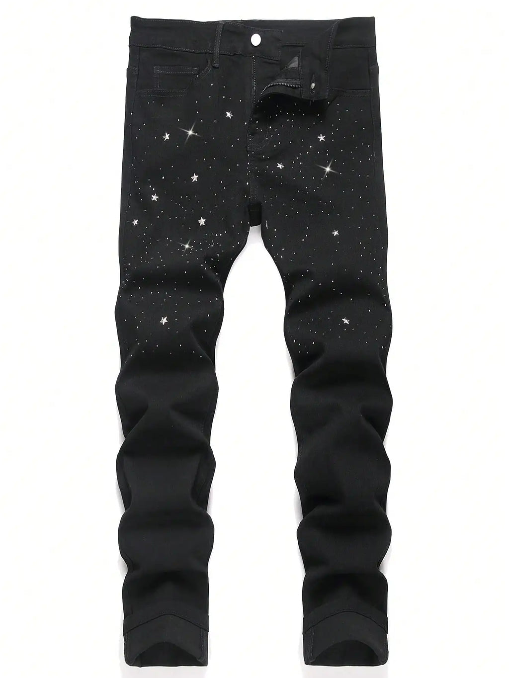 Rhinestone - Embellished Black Stretch Skinny Jeans