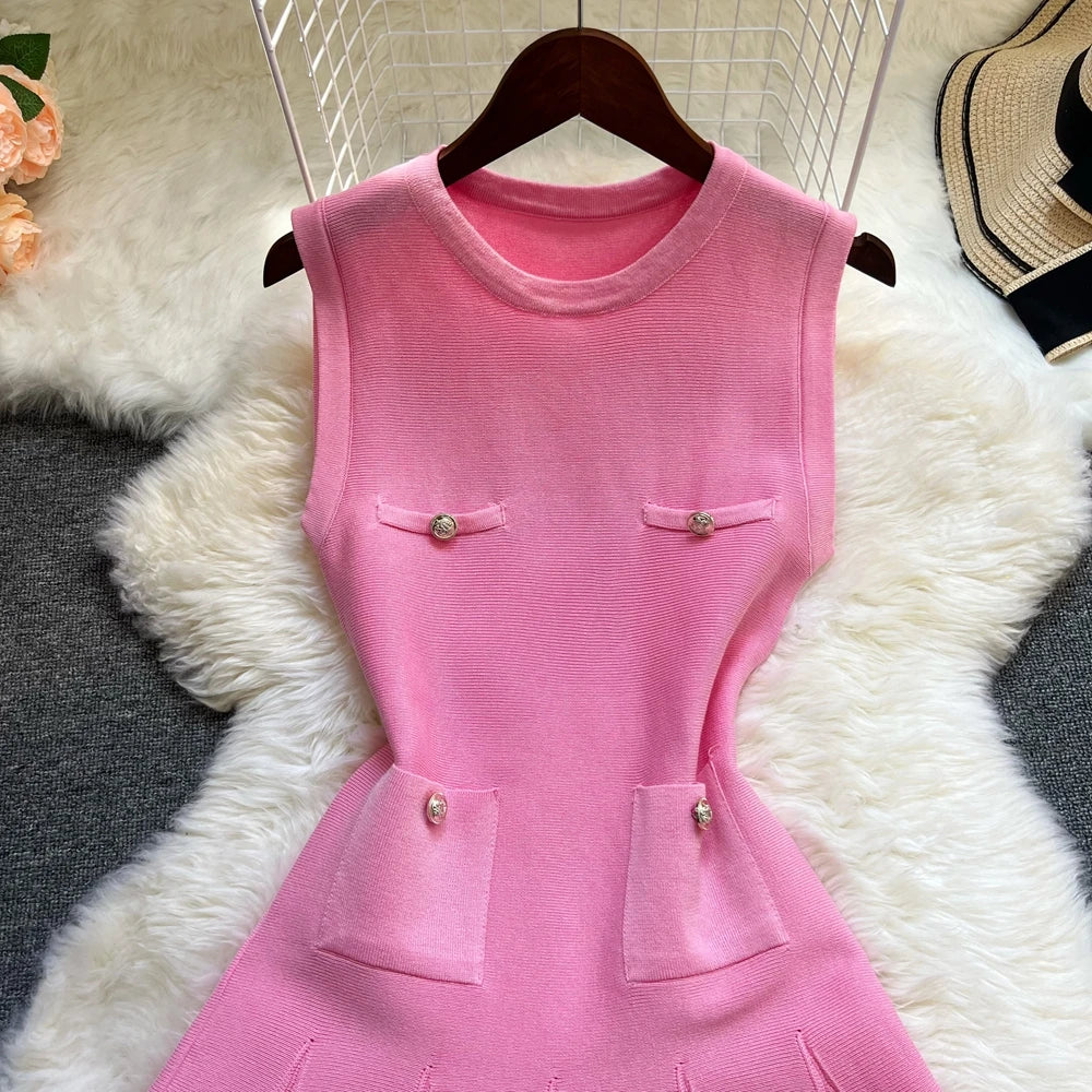 O-neck Slim Waist Party Dress
