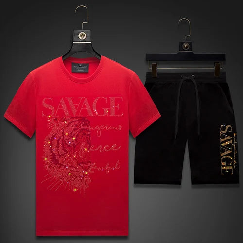 Rhinestones 2 Pieces Casual Jogger Sets