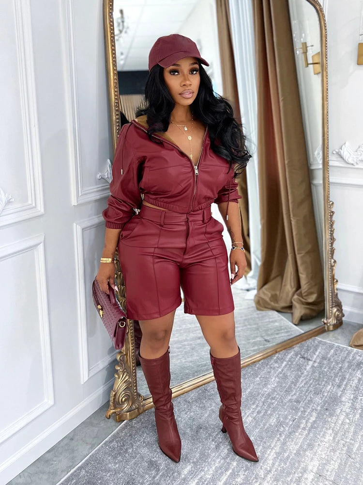 Hooded Jacket and Shorts Suit