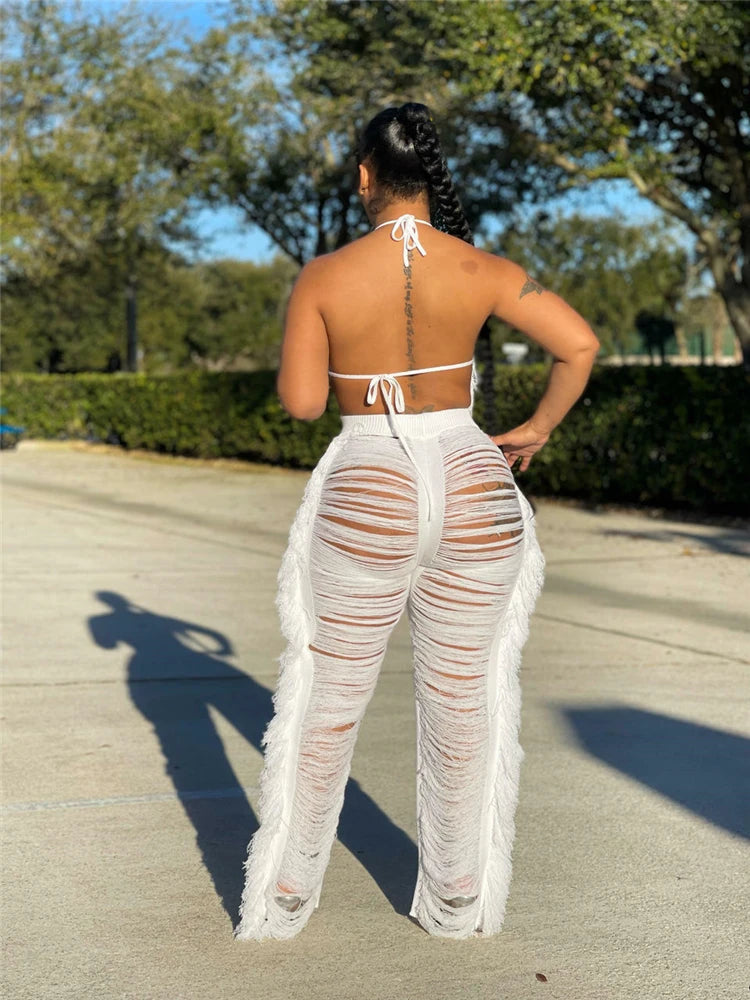 Two Piece Halter Neck Bikini Top+Pants set
