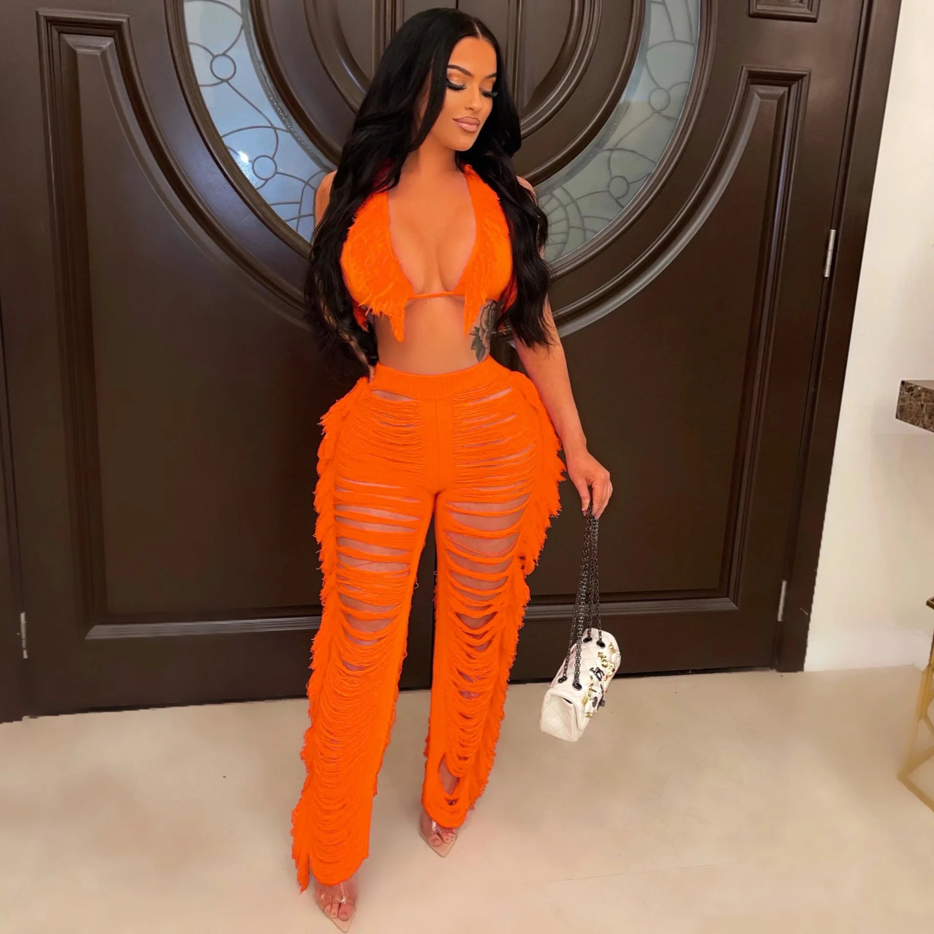 Two Piece Halter Neck Bikini Top+Pants set
