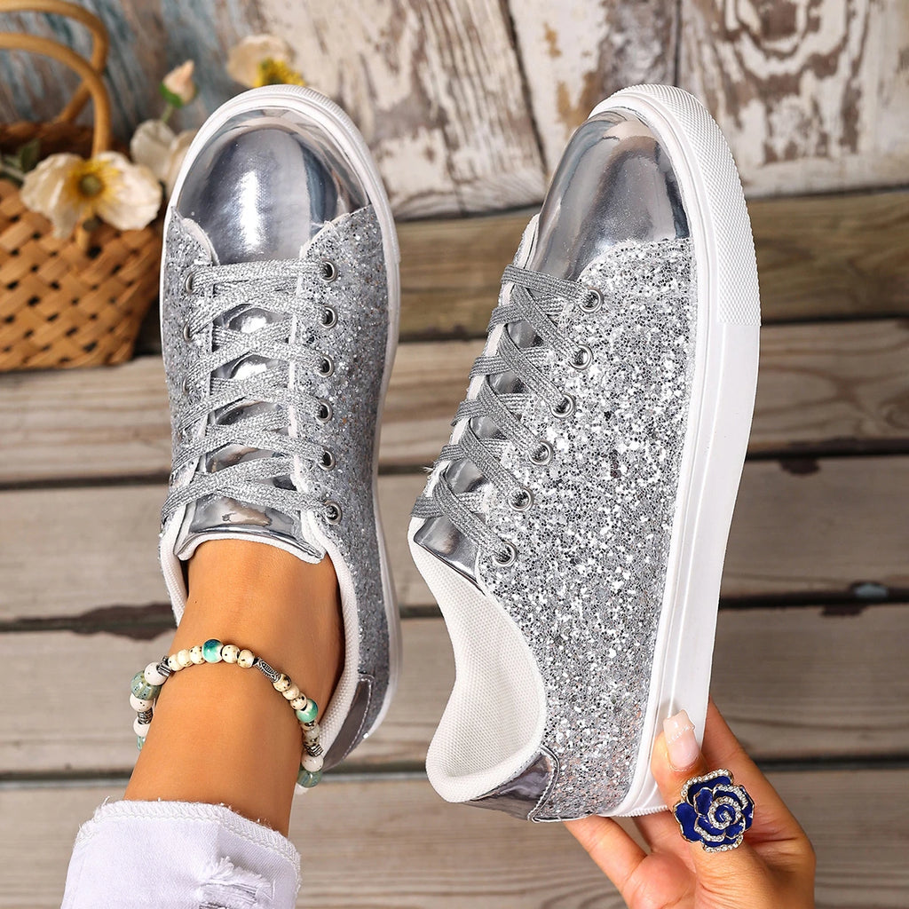 Women’s Glitter Lace-up Sneakers