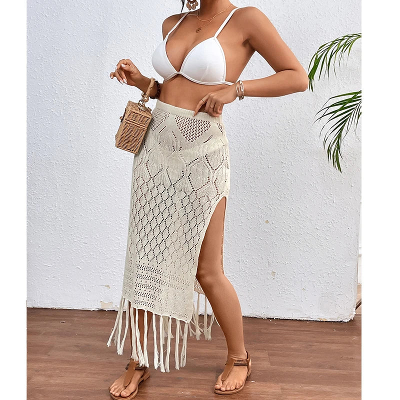 High Slit Tassel Beach Cover Up