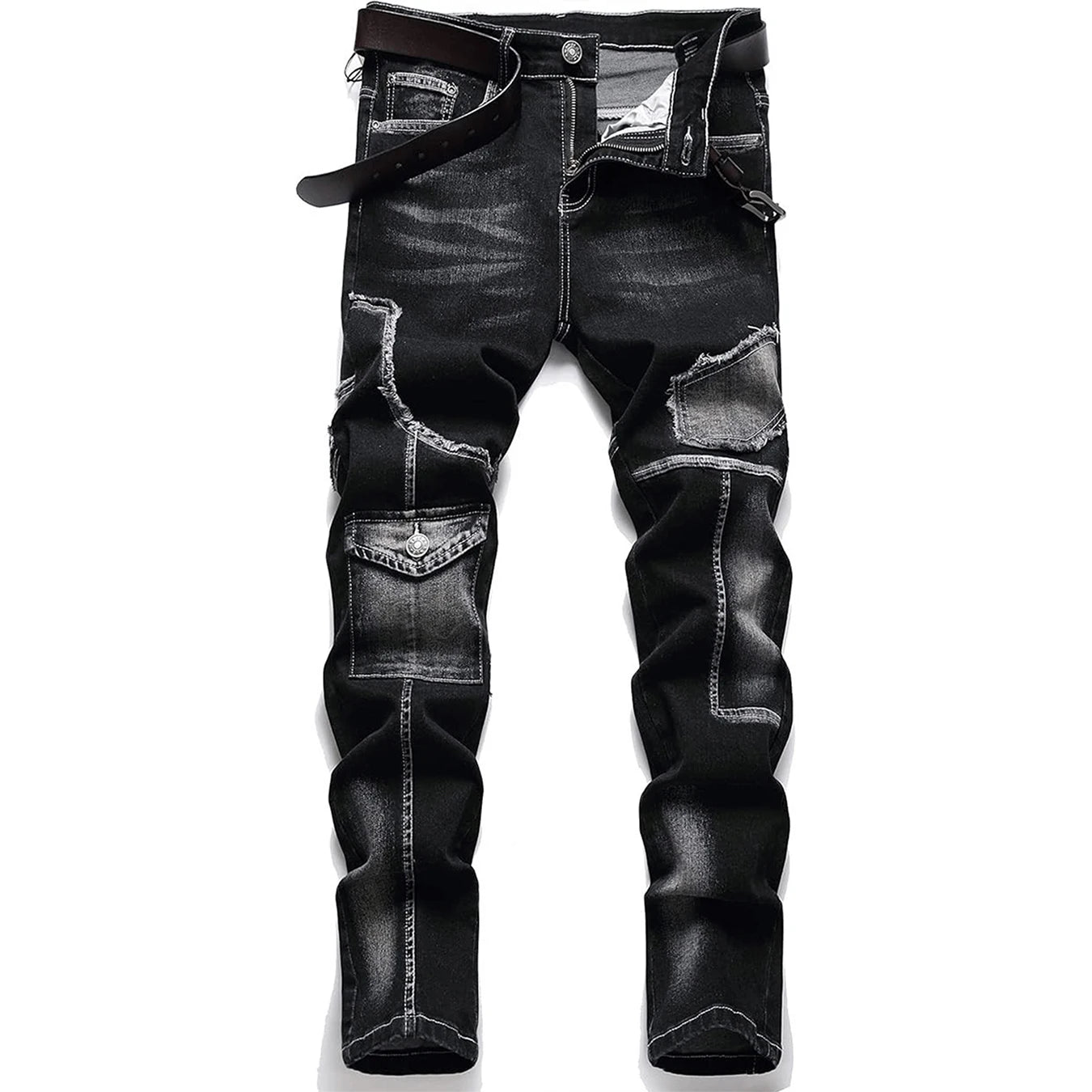 Mid-high waist fringed jeans