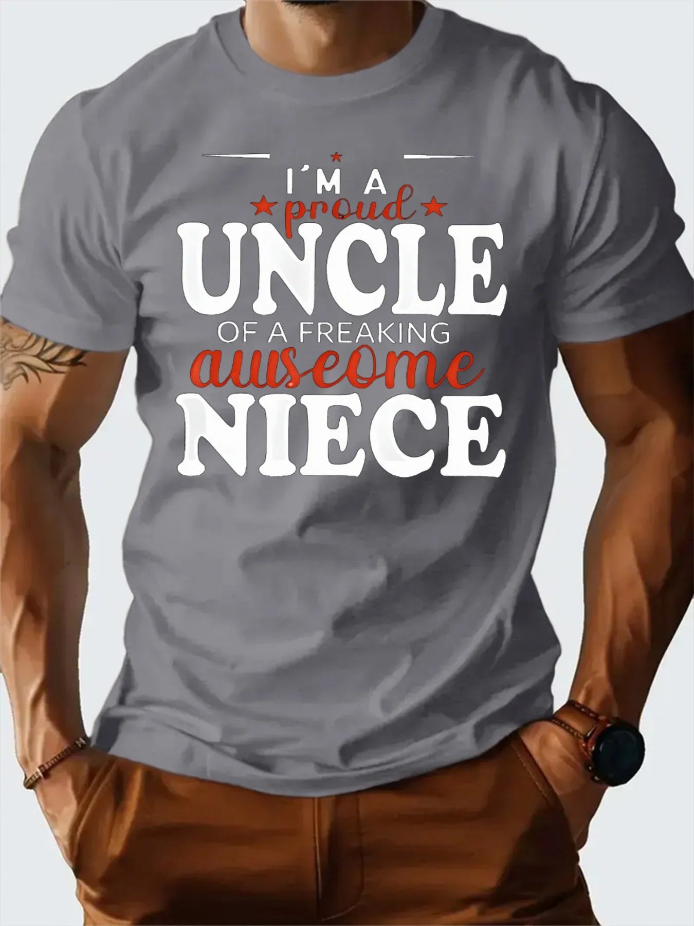 Uncle Niece Print Casual Slim Fit Shirt