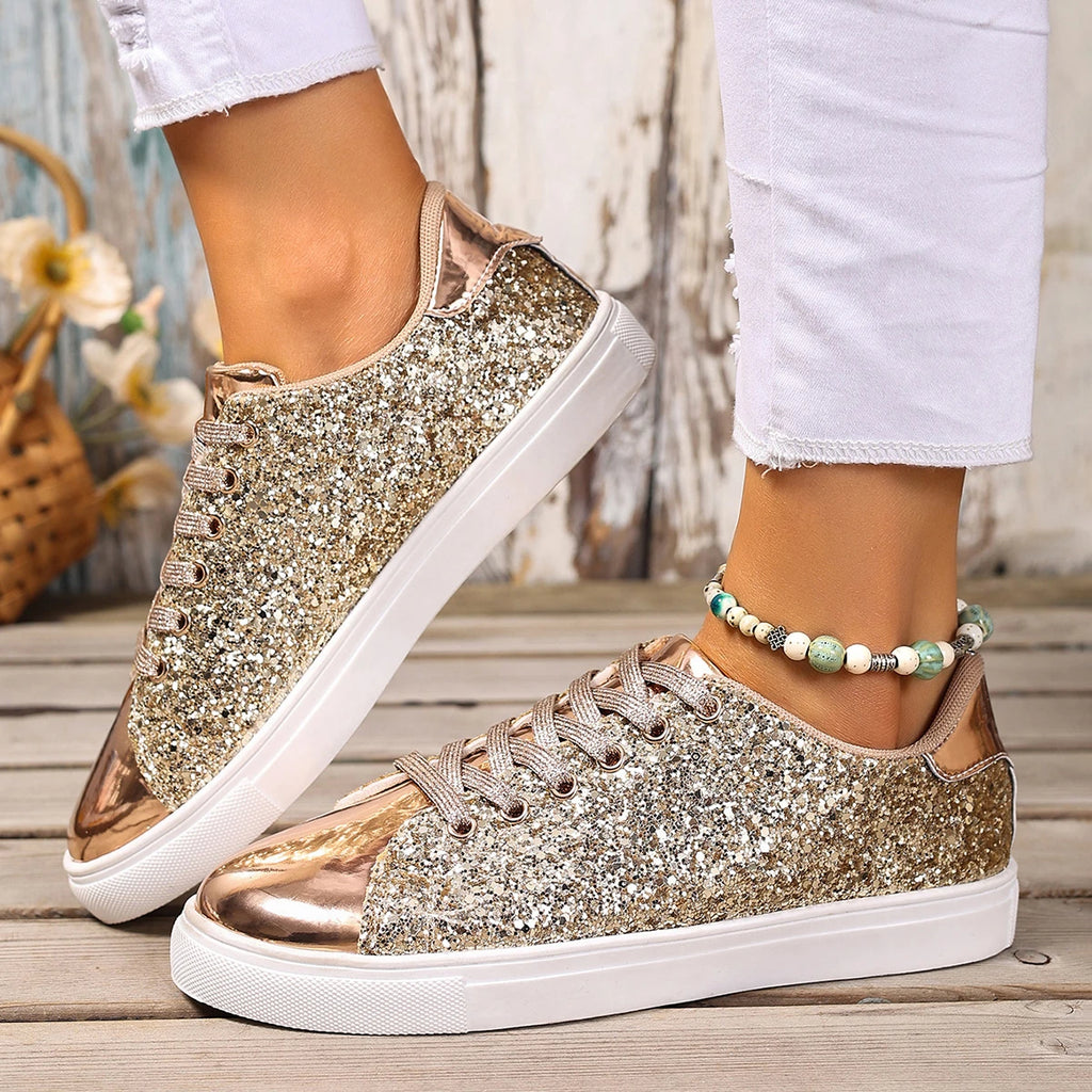 Women’s Glitter Lace-up Sneakers