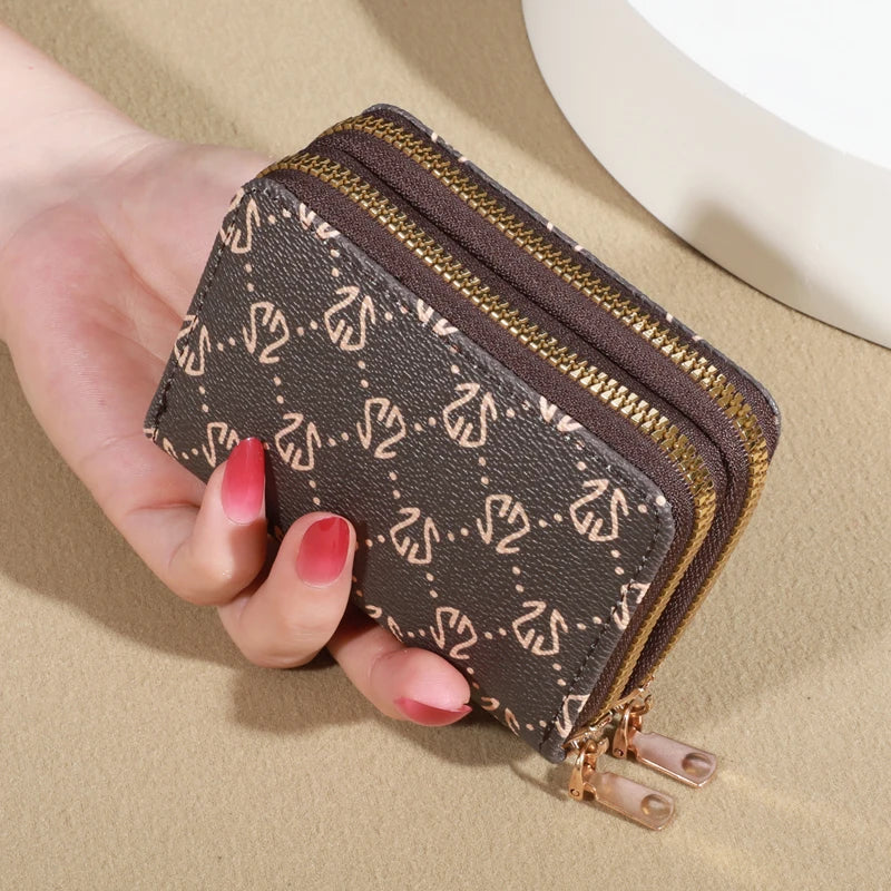 Zippered Card Leather Coin Purse