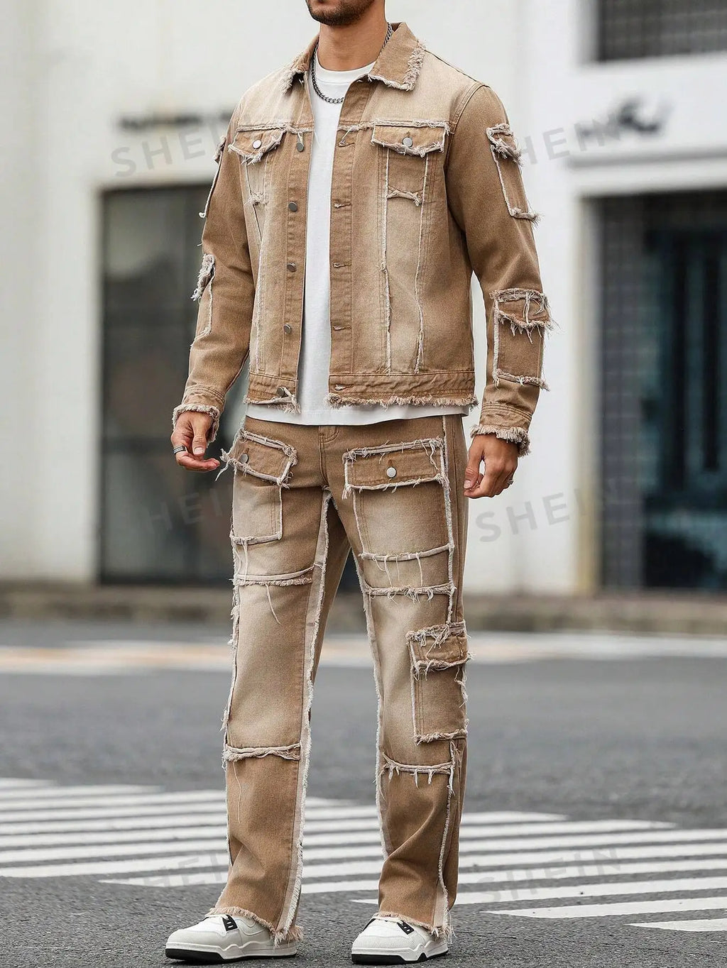 Khaki Jacket & Jeans Denim suit