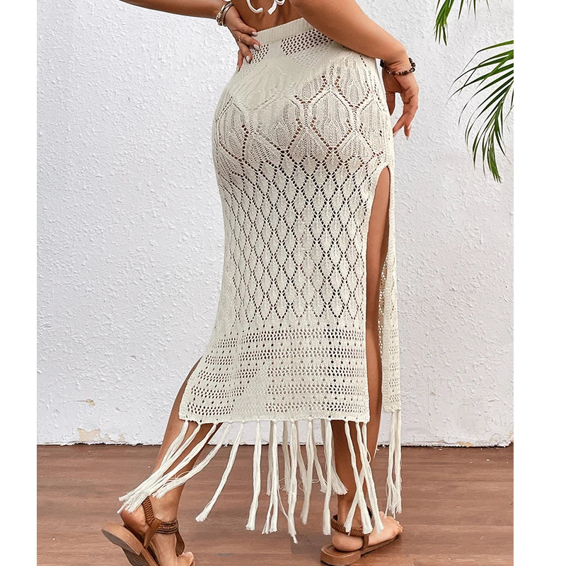 High Slit Tassel Beach Cover Up