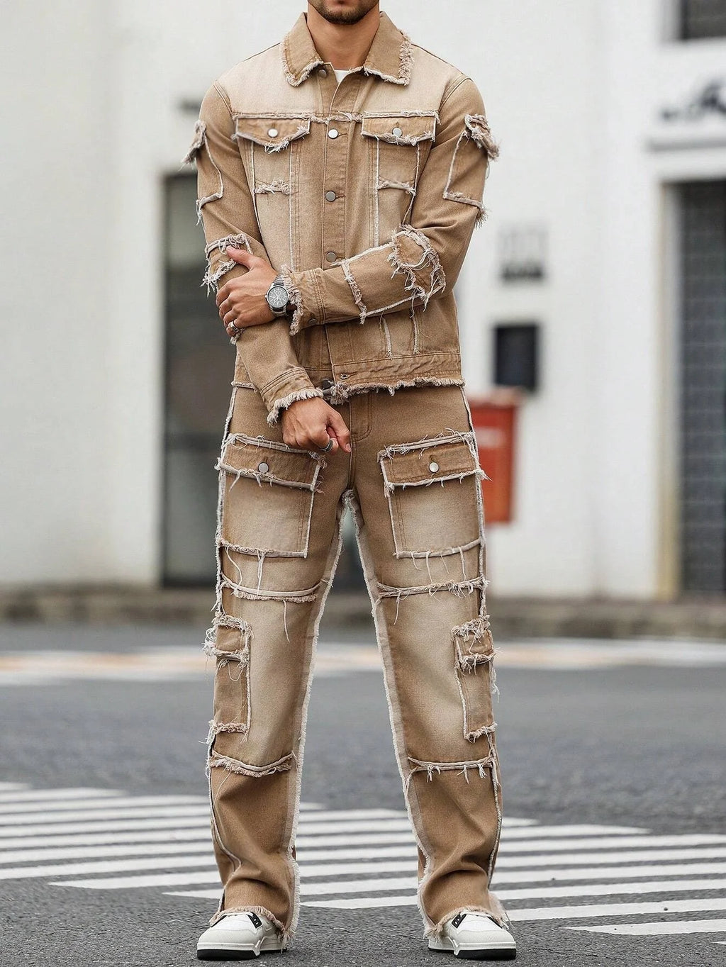 Khaki Jacket & Jeans Denim suit