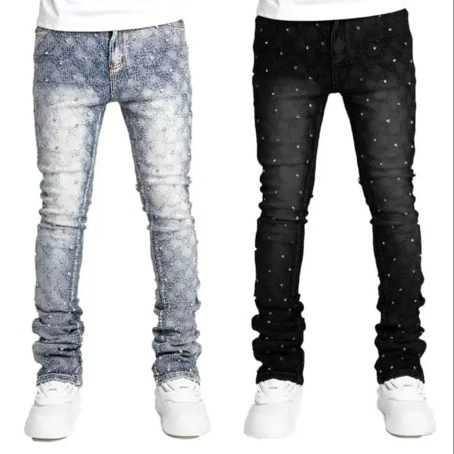 Men's denim straight leg jeans