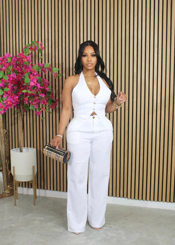 Short-sleeved Vest Top and Pants Set