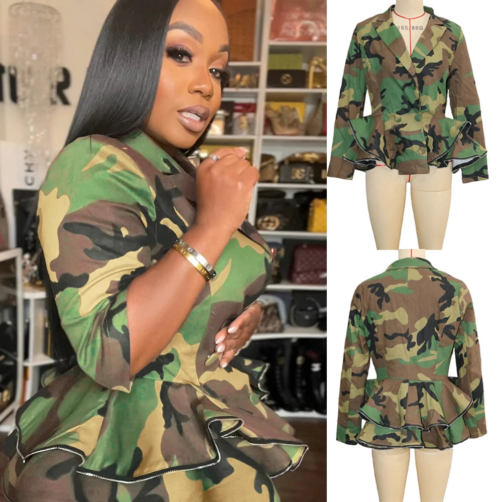 Camo Zipper Blazer