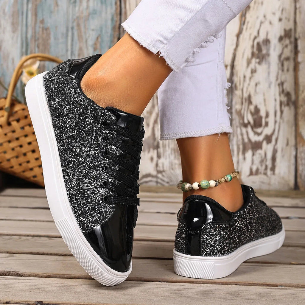 Women’s Glitter Lace-up Sneakers