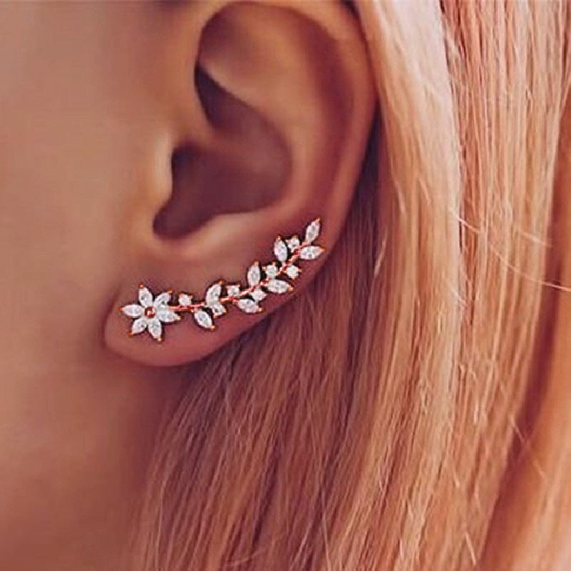 Full Diamond Flower Earrings