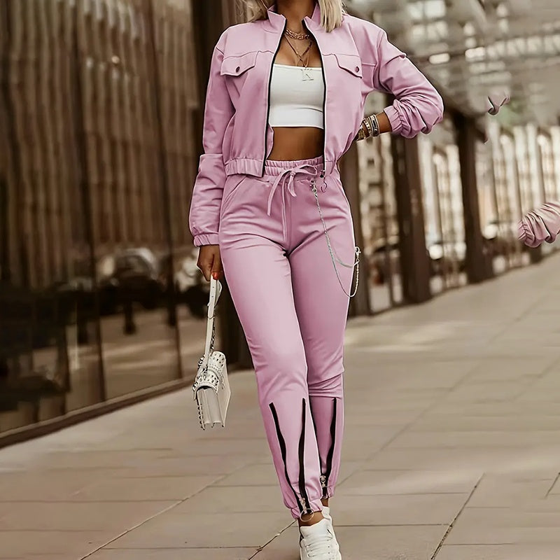 Two Piece Cropped Long SleeveTracksuit
