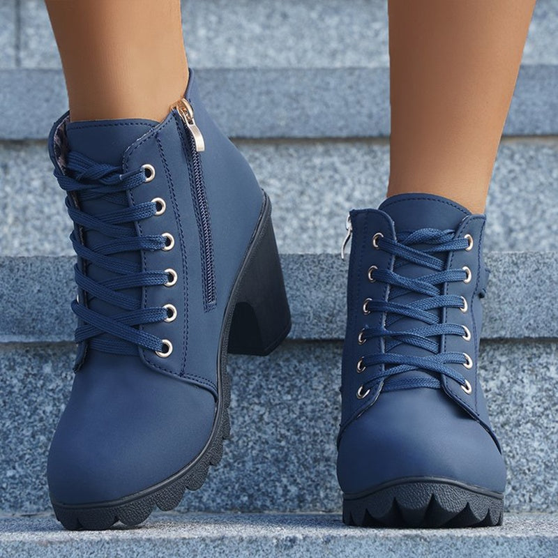 Lace-up Zipper Boots
