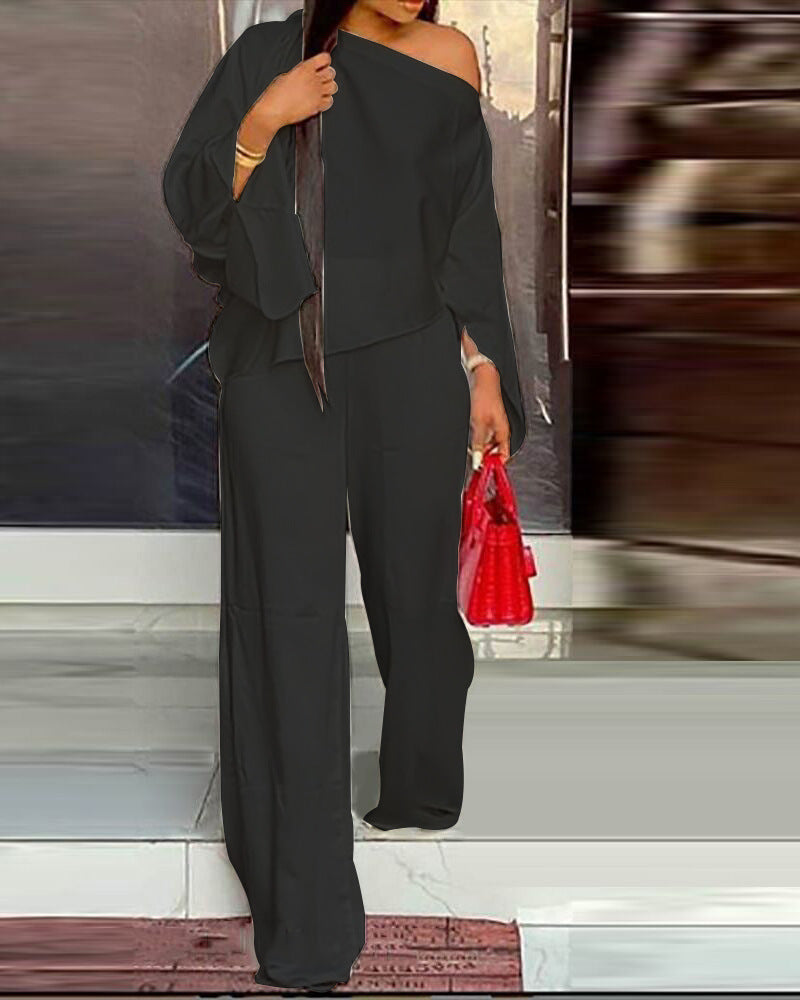 Casual Wide Leg Pants Set