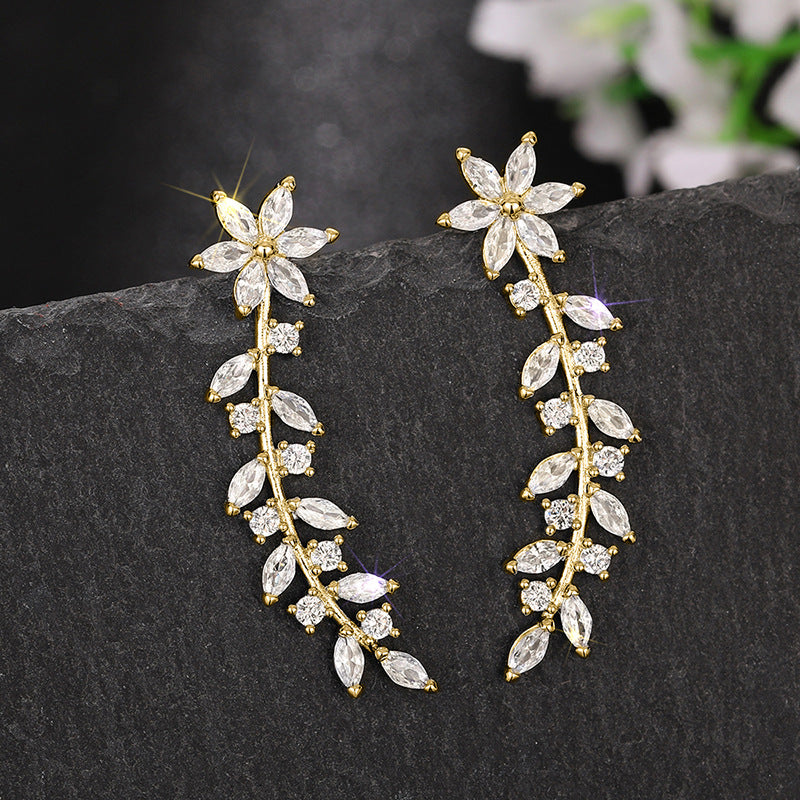 Full Diamond Flower Earrings